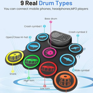 Creativity Roll-Up Electronic <b>Drum</b> 9-Pad With Headphone Jack Built-In Battery For Teenagers Practice - Product Image 3