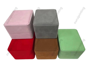 Cajas y estuches para relojes de terciopelo personalizados al por mayor de fábrica con varios logotipos y diferentes colores, cajas portátiles para relojes de un solo compartimento - Product Image 4