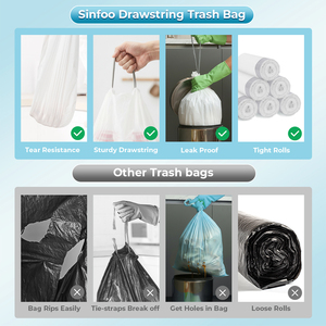 <span class=keywords><strong>Sacchi</strong></span> per la Spazzatura Bianchi con Cordoncino da 13 Galloni, Resistenti e Multiuso, con Logo Personalizzato, per Cucina e Soggiorno - Product Image 5