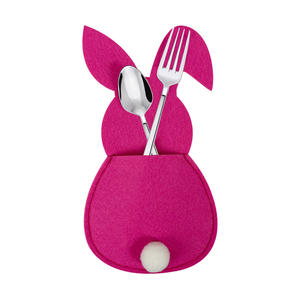 Nuevo conejito de Pascua, cubertería de fieltro, bolsa de soporte, juego de decoración, juego de cubiertos de mesa, juego de cuchillo y tenedor de cola de conejo - Product Image 1