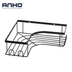 Juego de estantes de esquina para ducha de hierro negro montado en la pared con gancho lateral, organizador de artículos de tocador para el hogar, hotel y baño - Product Image 4