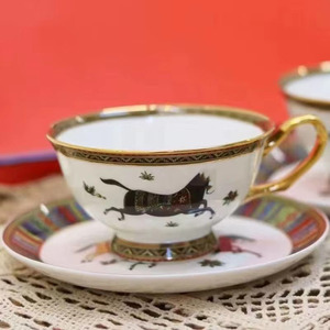 Wholesale Blue/Red European Classic Luxury Bone China Ceramic <b>Tea</b> & Coffee Cup <b>Set</b> with Horse Design 250ml Capacity Food Grade - Product Image 2