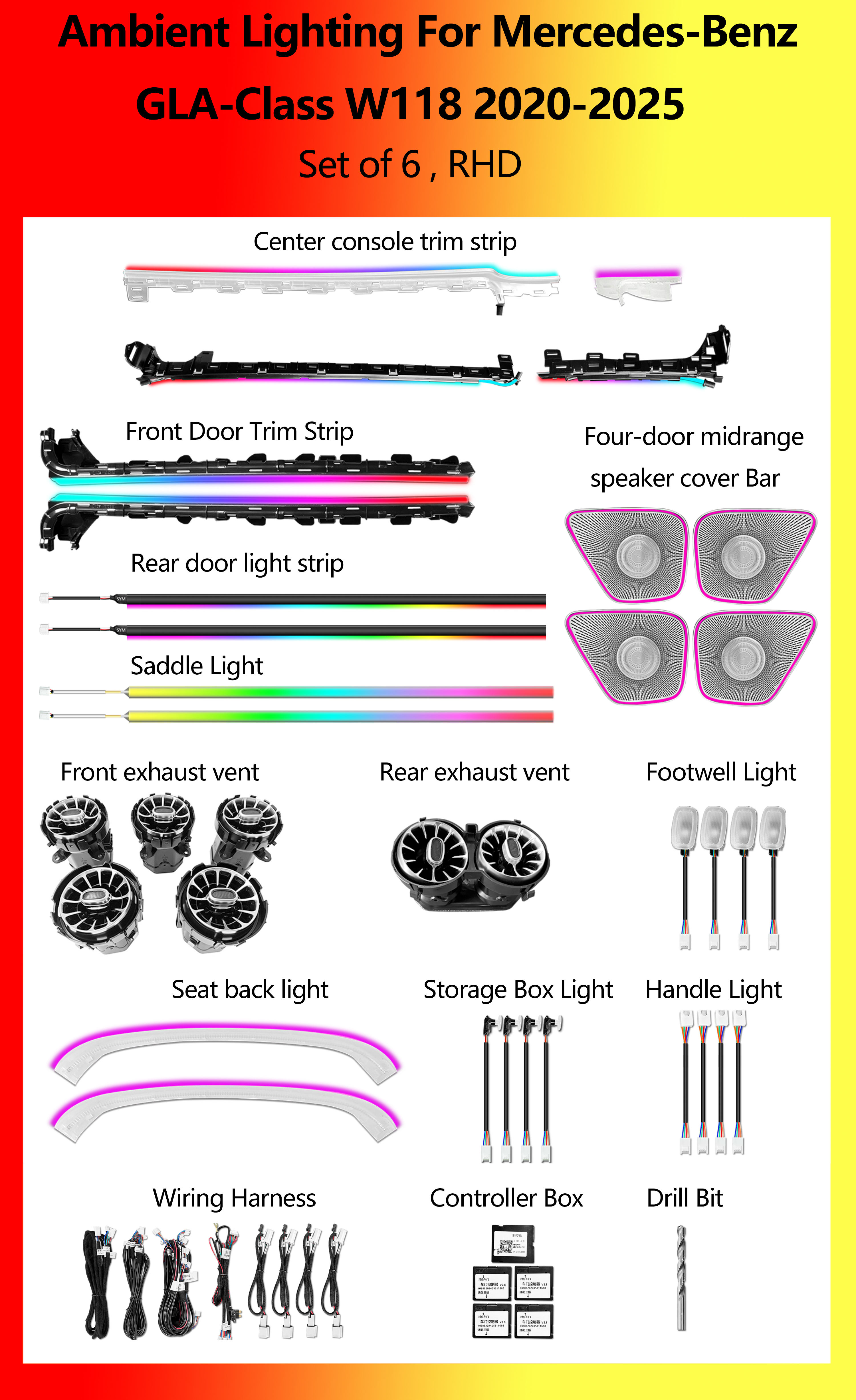 Mercedes-Benz GLA W118 Set of 6 RHD