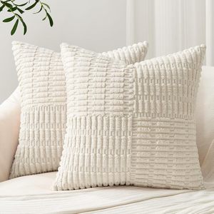 <span class=keywords><strong>Blanc</strong></span> crème 40x40 cm velours côtelé <span class=keywords><strong>coussin</strong></span> couvre Boho rayé jeter décoratif couvre pour la maison salon carré Polyester - Product Image 2