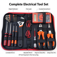 Kit d'outils à main pour électricien de 18 pièces avec multimètre numérique, sac en toile, ensemble d'outils de réparation sans perceuse électrique