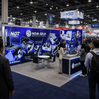Stand d'exposition modulaire en profilé aluminium de 8 m (26 pi) avec éclairage LED, espace de rangement et porte, pour bannières de salon professionnel