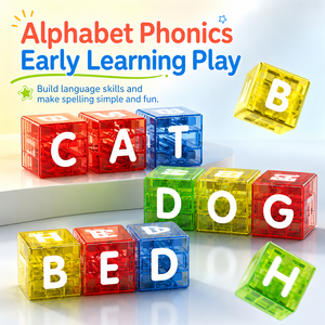 Juego de 40 Cubos de Números y Letras del Alfabeto para Niños, Bloques de Construcción Educativos Translúcidos y Coloridos con Letras, Números y Símbolos Matemáticos - Product Image 2