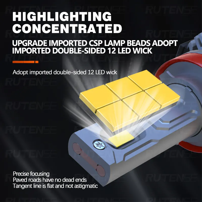RUTENSE 새로운 디자인 자동 led 헤드 라이트 canbus S13 200W 40000LM 슈퍼 무료 오류 밝기 헤드 라이트 led 전구 H4