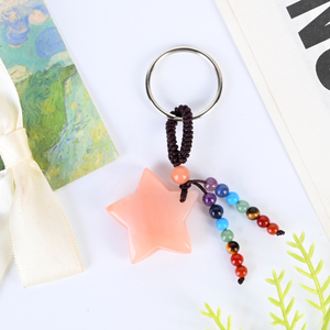 Porte-clés en cristal naturel, bijou fantaisie, pierre de chakra, forme étoile, cadeau - Product Image 2