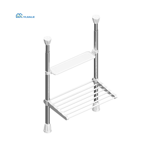 Yijiale ชั้นเหล็ก2ชั้นประหยัดพื้นที่ปรับความตึงได้ชั้นวางเครื่องเทศในครัวพร้อมแผ่นมีดที่ระบายน้ำออกได้ - Product Image 1