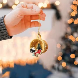 YUYANG Christmas Tree Decoration Dachshund Hanging Ornament <b>Acrylic</b> Car Rearview <b>Mirror</b> Decorative Pendant Christmas Ornaments - Product Image 6