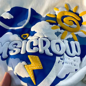 Camiseta Oversize de Alta Calidad con Estampado Puff Personalizado, Unisex, Estilo Urbano, Algodón Grueso, para Hombre, Tejido de Punto - Product Image 1