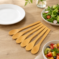 Ensemble de couteaux, fourchettes et cuillères jetables en bambou biodégradable et écologique avec logo personnalisé pour les hôtels et les fêtes en plein air (140 mm)