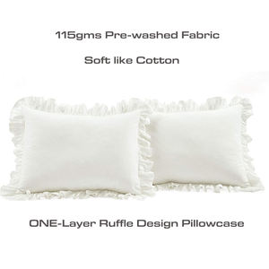PreWashed Polyester mikrofiber fırfır nevresim takımı kral düz renk nevresim çarşaf OEM/ODM özelleştirme toptan - Product Image 5