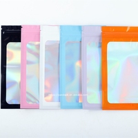 Sacs à fermeture éclair en PE Mylar holographique imprimés en gravure personnalisés, petits sacs, recyclables, transparents, pour l'emballage de coques de téléphone portable