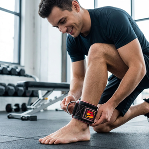 Ensemble de sangles de cheville en cuir entièrement réglables, respirantes, confortables, antidérapantes et durables pour l'entraînement en salle de sport, la musculation et les exercices de force intensifs - Product Image 1