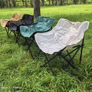 Silla Plegable Tipo Luna con Respaldo Bajo, Estructura de Hierro, Color Caqui, Negro, Verde, Blanco, para Exteriores, Camping, Playa, Picnic, Barbacoa - Product Image 1