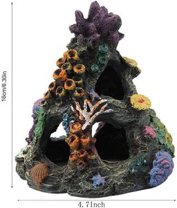 Decorazioni per Acquario in Resina, Roccia Corallina, Grotta, Ornamenti per Acquario, Casa per Pesci Betta per Riposare, Nascondersi, Giocare e Riprodursi - Product Image 4