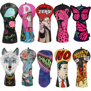 Couvre-chef de golf Flamingo avec logo personnalisé Couvre-chef de golf en cuir PU Driver <span class=keywords><strong>1</strong></span> Wood Club Covers - Product Image 6