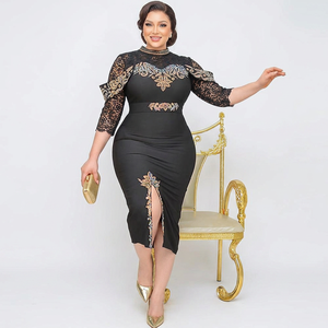 Nouvelle Robe Longue L-3XL à Taille Naturelle, Fendue aux Hanches, Manches Mi-Longues, Ornée de Perles, Tissée, Respirante, Écologique, avec Ceintures et Découpes Tendance - Product Image 2