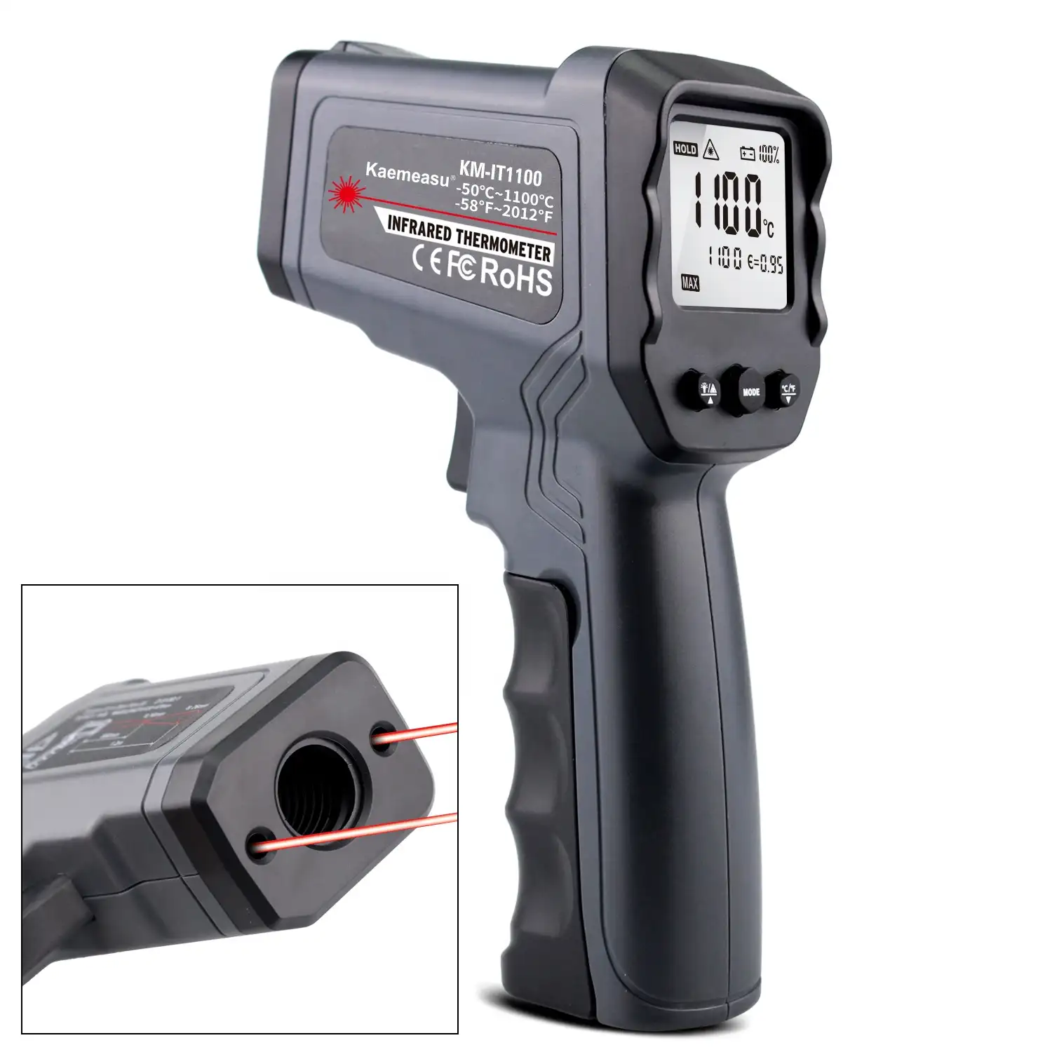 Termômetro digital, portátil medidor de alta temperatura-50 ~ 1100c pistola de temperatura da indústria laser dupla sem contato