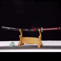 Épée en bois de samouraï avec motif de flamme, fabriquée en Chine à Longquan, accessoires de jeu d'animation, épée en bois d'entraînement japonaise