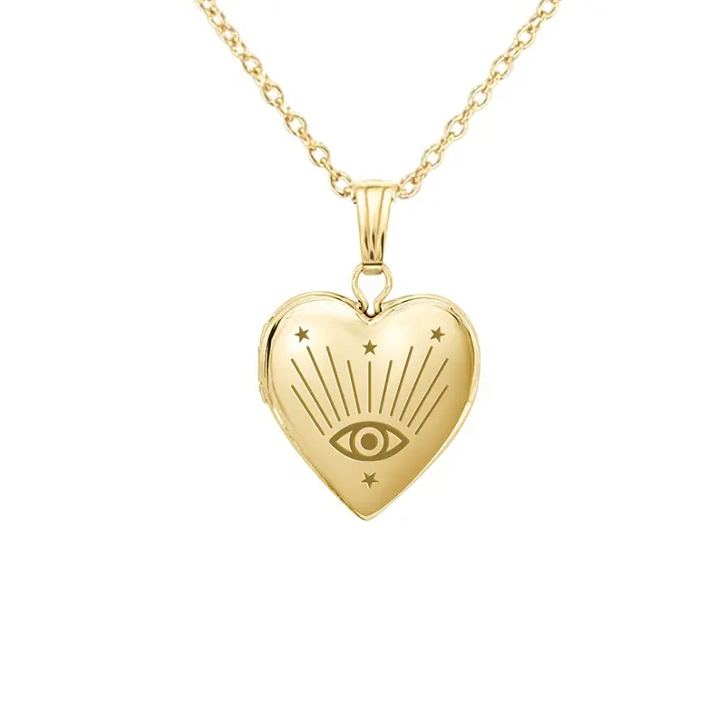 Gemnel 14K placcato oro accessori gioielli personalizzati cuore medaglione fascino collana d'argento donne