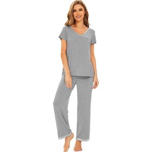 Ensemble de pyjama en viscose de bambou pour femmes, manches courtes avec pantalon, léger et rafraîchissant, vêtements de détente, tailles S-XXL - Product Image 3