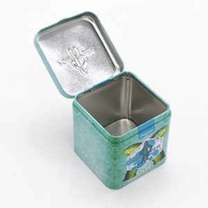 Square Tin Box Black Metal Tin Box 60x60 Square Flip Hinge Metal Packaging Square Black Custom Printed Tea Packing Tin Box