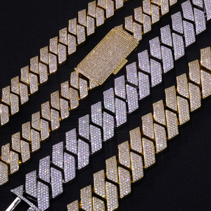 Collar de Cadena Cubana Miami NUOYA, Chapado en Oro, 18mm 22mm, Latón con 4 Filas de Zirconia 5A, Estilo Iced Out, Brillante - Product Image 3