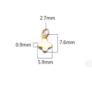 Breloque trèfle à quatre feuilles en argent <span class=keywords><strong>Sterling</strong></span> 925, plaqué or, pendentif trèfle porte-bonheur pour collier, Bracelet, fournitures de fabrication de bijoux - Product Image 2
