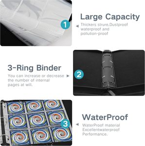 Carpeta para Tarjetas de Crédito con 9 Bolsillos y 50 Fundas para Tarjetas, Capacidad para 900 Tarjetas, Cierre de Cremallera de PVC - Product Image 4