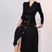 Robe longue plissée antistatique Miyake Vintage, nouvelle collection automne 2025, élégante et haut de gamme, avec ceinture en dentelle