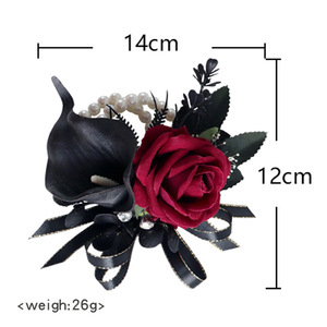 Ensemble de corsages de poignet en lys calla bordeaux, fleurs artificielles en soie, écologiques, résistantes aux UV, pour l'intérieur et l'extérieur, pour mariage, demoiselle d'honneur - Product Image 6