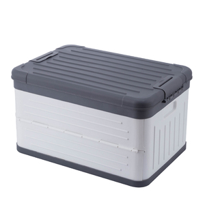 portable grey folding plastic clothing storage box organizer