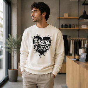 Men's Cotton Crewneck <b>Sweatshirt</b> Custom <b>Heart</b> Graphic Pullover Hoodie Casual Wear - Product Image 5