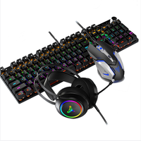 Kit d'ordinateur de Gamer, filaire, casque d'écoute, souris et clavier mécanique de jeu, rétroéclairé rvb, Combo