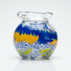Blown Glass Storage <b>Jar</b> with Colorful Inside Flower Design Borosilicate 150mL <b>Spice</b> <b>Jar</b> with Bamboo Lid Air-Tight & Portable - Product Image 1