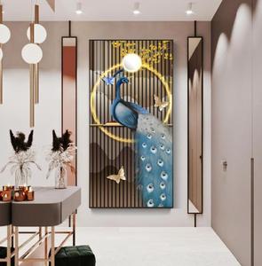 ภาพวาดติดผนังคริสตัลลายนกยูงสุดหรูหราสไตล์โมเดิร์น พร้อมไฟ LED สำหรับตกแต่งบ้าน ห้องนั่งเล่น และสำนักงาน - Product Image 5