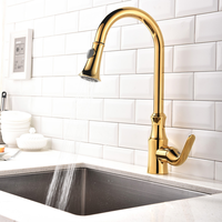 Keran Dapur Mewah Modern Dua Pegangan Bahan Stainless Steel Hitam dengan Inti Keramik untuk Air Panas/Dingin, Pemasangan Satu Dek