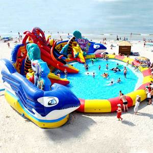 Parco Acquatico Gonfiabile Terrestre Mobile Commerciale da Festival Principessa Rosa con Scivolo e Piscina per Adulti e Bambini a Prezzo Conveniente - Product Image 1