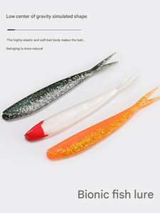15 leurres souples à queue fendue 5 couleurs <span class=keywords><strong>pour</strong></span> la pêche au bar, au brochet et aux poissons prédateurs, appâts artificiels, vente en gros d'usine - Product Image 4