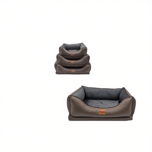 Ensemble de trois couchages pour animaux de compagnie en tissu et cristal ultra doux avec technologie de fond en éponge, couleur marron - Product Image 2
