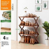 Bambus Schuhregal ohne Montage, faltbar, minimalistisch, fünfstöckig, multifunktional, platzsparend für den Eingangsbereich, einfache Aufbewahrung für Wohnheime