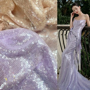 Cao cấp đám cưới thêu ren bên váy sequin ren vải thêu trong suốt sequin lưới vải - Product Image 2