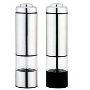 Moulin à poivre électrique en acier inoxydable, moulin à sel et à poivre portable en forme de cylindre avec couvercle en métal pour les voyages et la cuisine - Product Image 3