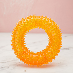 EETOYS Dog Squeaky Ring TPR Teething Toy <b>Bite</b> Resistant Teeth Cleaning Massage Gum Interactive Chew Toy - Product Image 4