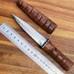 Cuchillo Táctico de Bolsillo Damasco, Hoja de Acero Damasco de Alta Calidad, Funda de Madera Personalizable OEM, Cuchillos para Exteriores de Grado DIY - Product Image 6