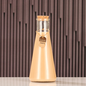 Botellas de Vidrio Transparentes Redondas Vacías al por Mayor de 150ml-500ml para Leche/Zumo/Té/Bebidas con Tapa de Plástico Apilables y Portátiles - Product Image 5