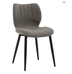 Sillón de comedor de cuero gris oscuro ergonómico con respaldo alto nórdico de lujo, sillas de restaurante con patas de <span class=keywords><strong>metal</strong></span> - Product Image 3